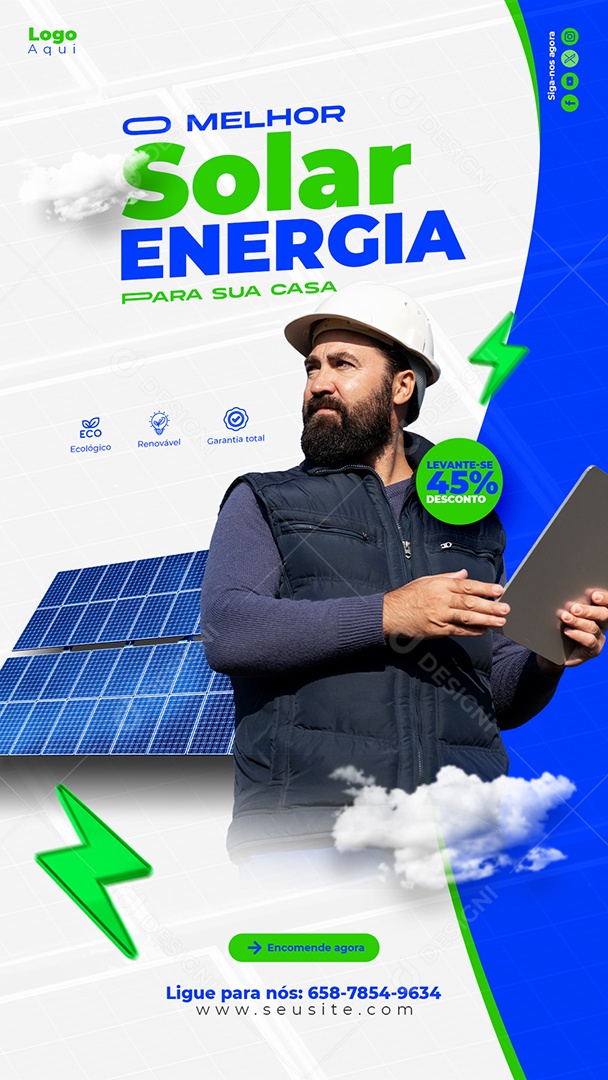 Energia solar 45% De Desconto Social Media PSD Editável