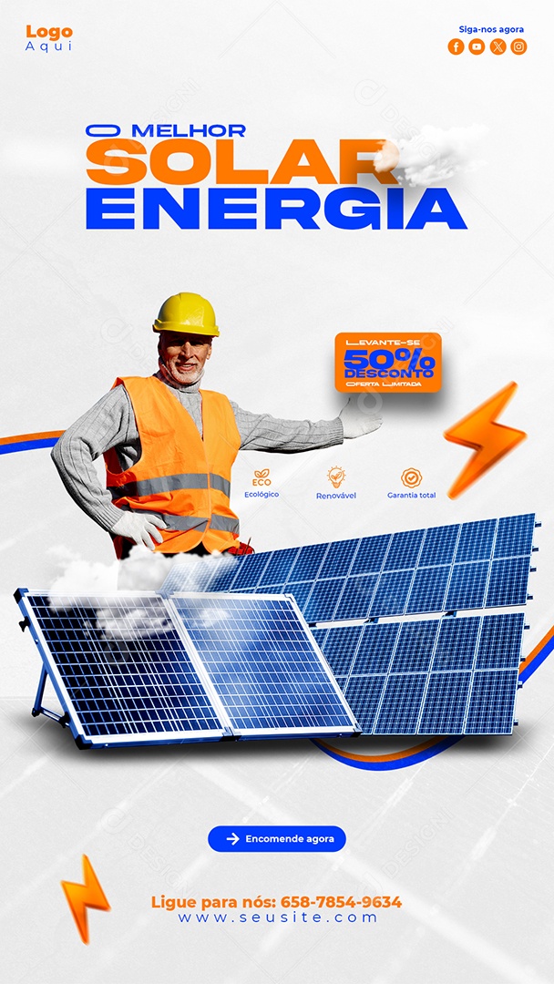A Melhor Energia Solar Social Media PSD Editável