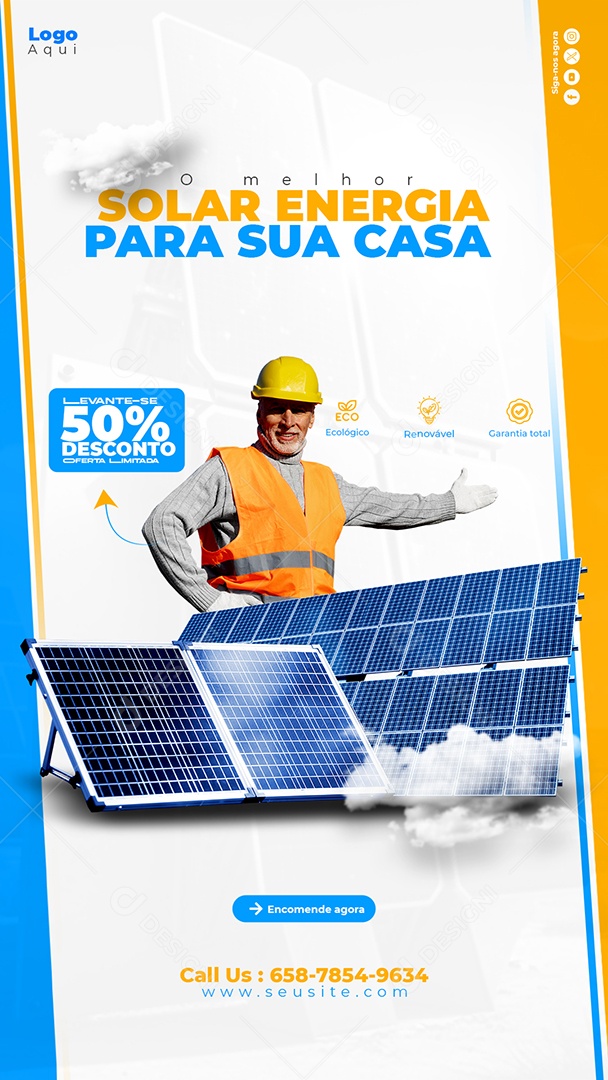 Energia Solar Para Sua Casa Social Media PSD Editável