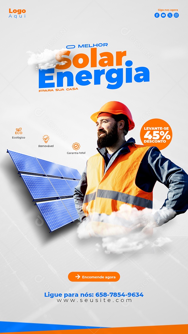 A Perfeita Energia Solar Social Media PSD Editável