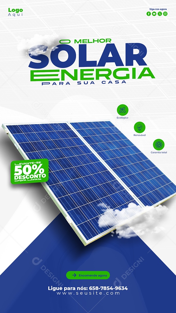 A Melhor Energia Solar Social Media PSD Editável