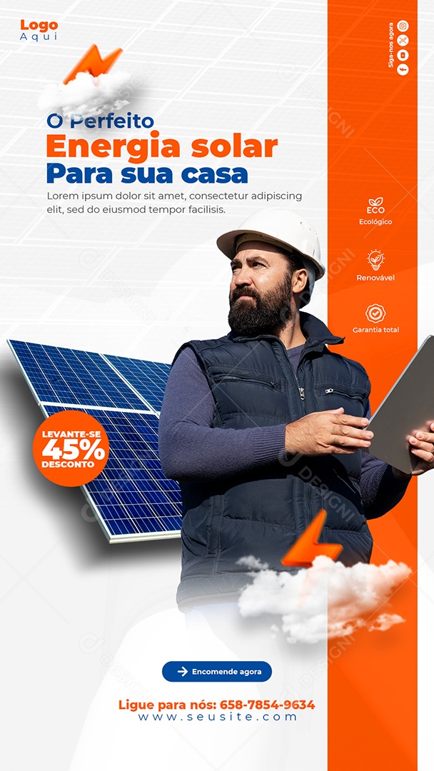 A Perfeita Energia Solar Social Media PSD Editável