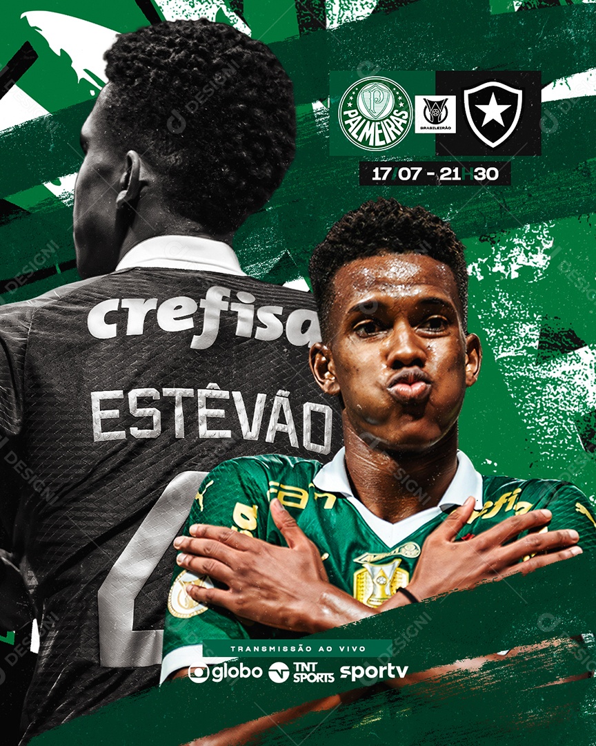 Futebol Palmeiras X Botafogo Social Media PSD Editável