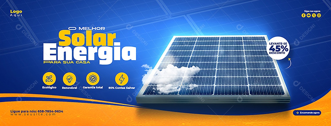 Banner Energia Solar Para Sua Casa Social Media PSD Editável