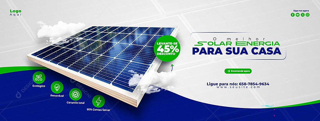 Banner Energia Solar Para Sua Casa Social Media PSD Editável
