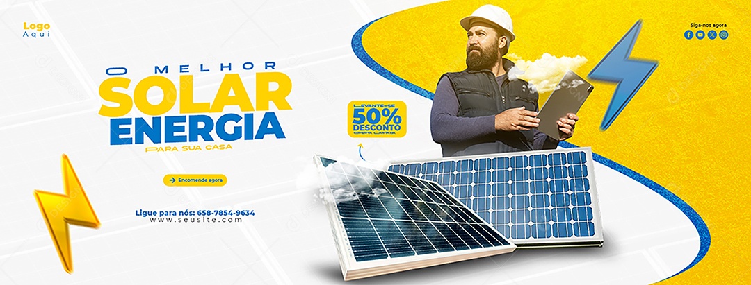 Banner A Melhor Energia Solar Social Media PSD Editável