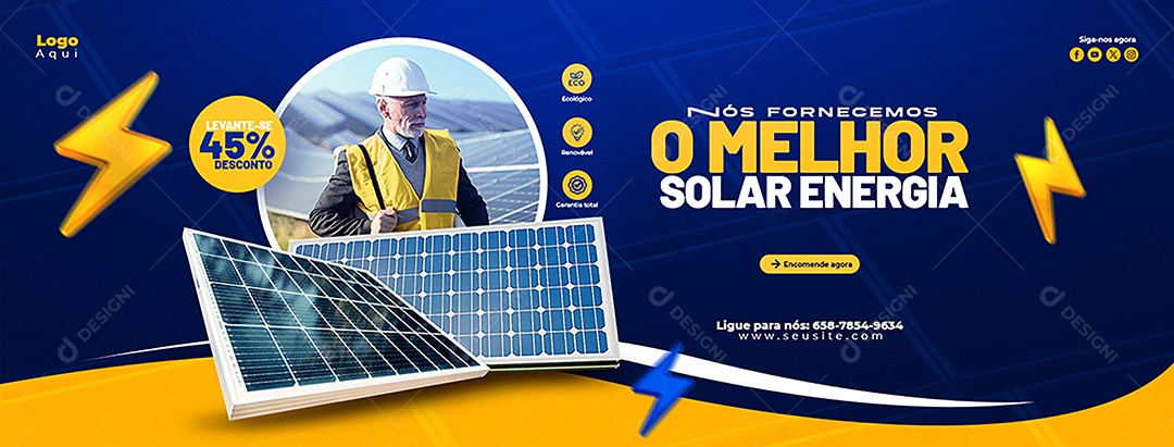 Banner Nos Fornecemos A Melhor Energia Solar Social Media PSD Editável