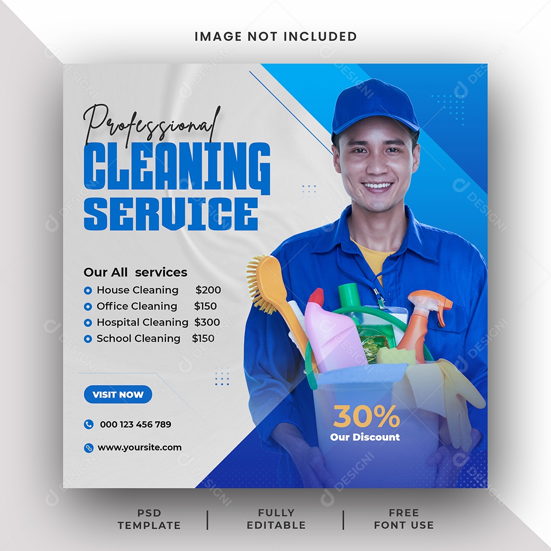 Serviço de limpeza Social Media PSD Editável