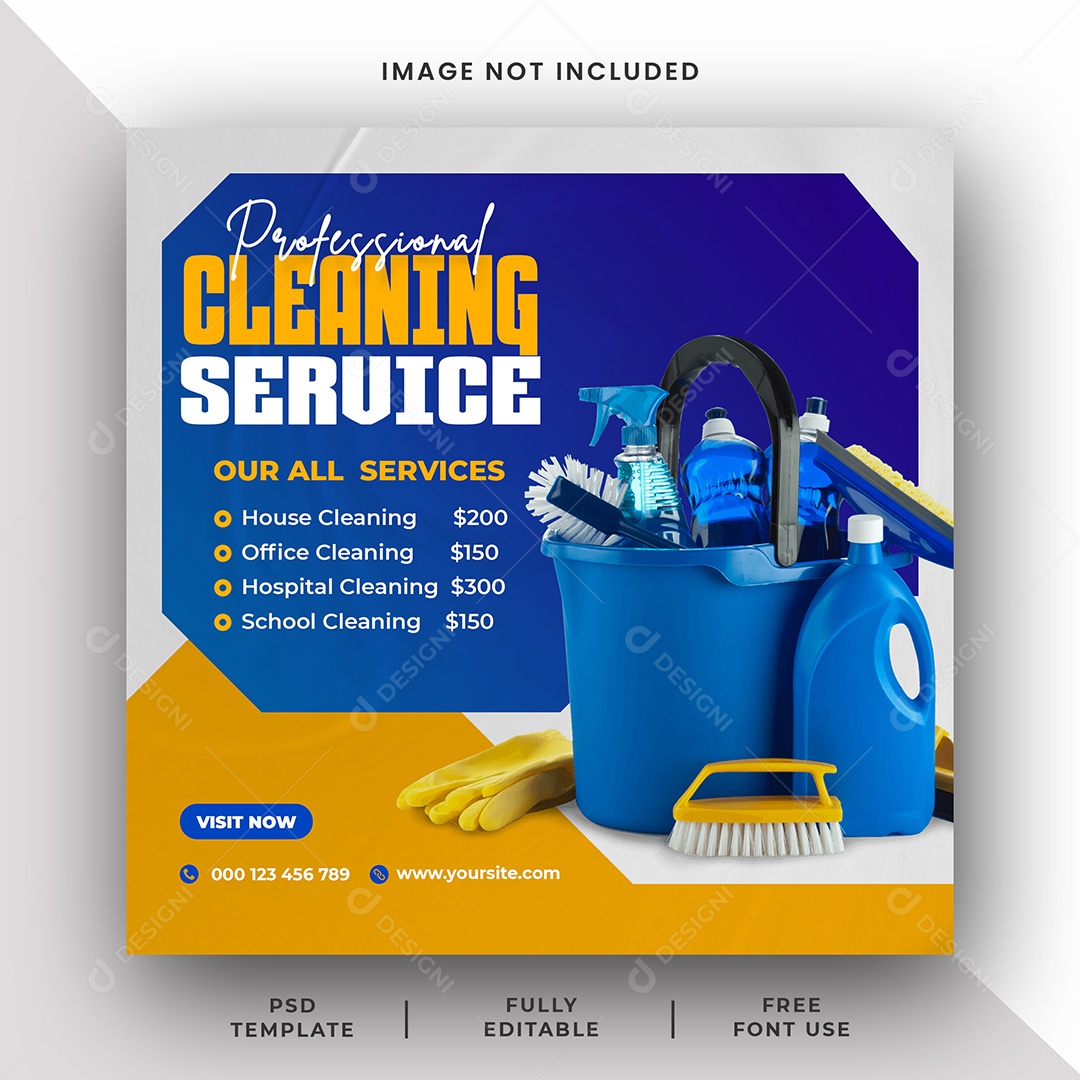 Serviço de limpeza Social Media PSD Editável