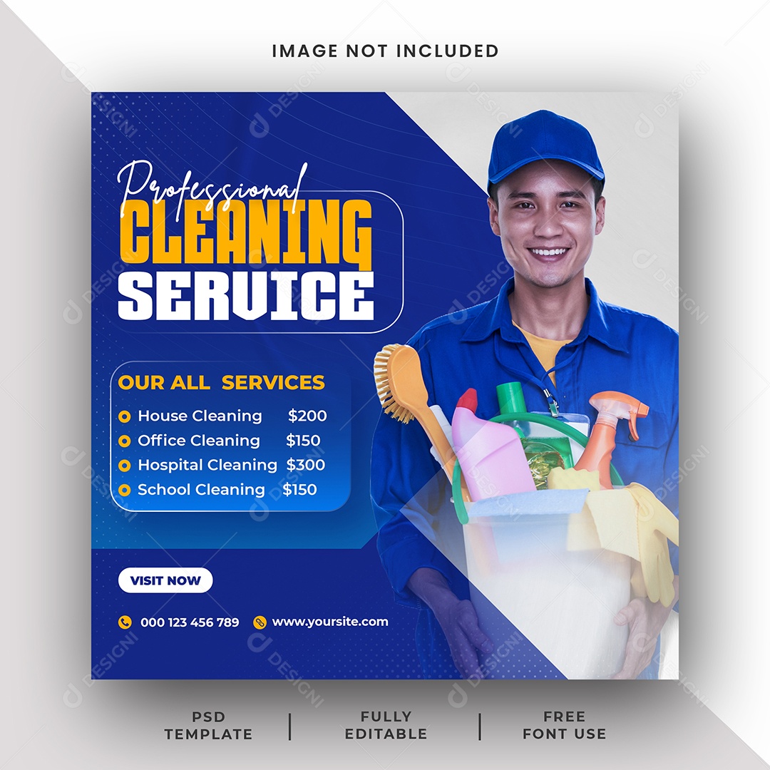 Serviço de limpeza Social Media PSD Editável