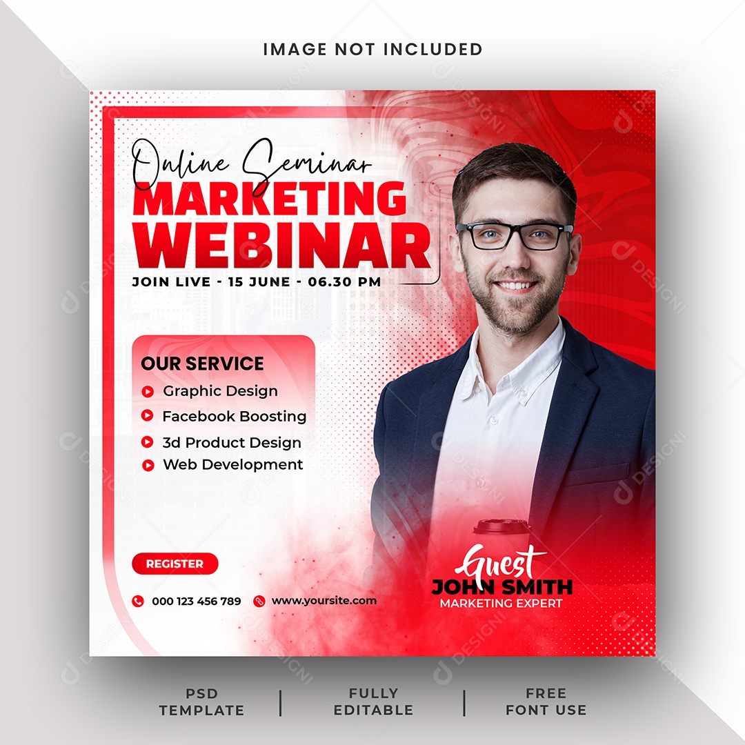 Seminário Online Webinar de Marketing Social Media PSD Editável