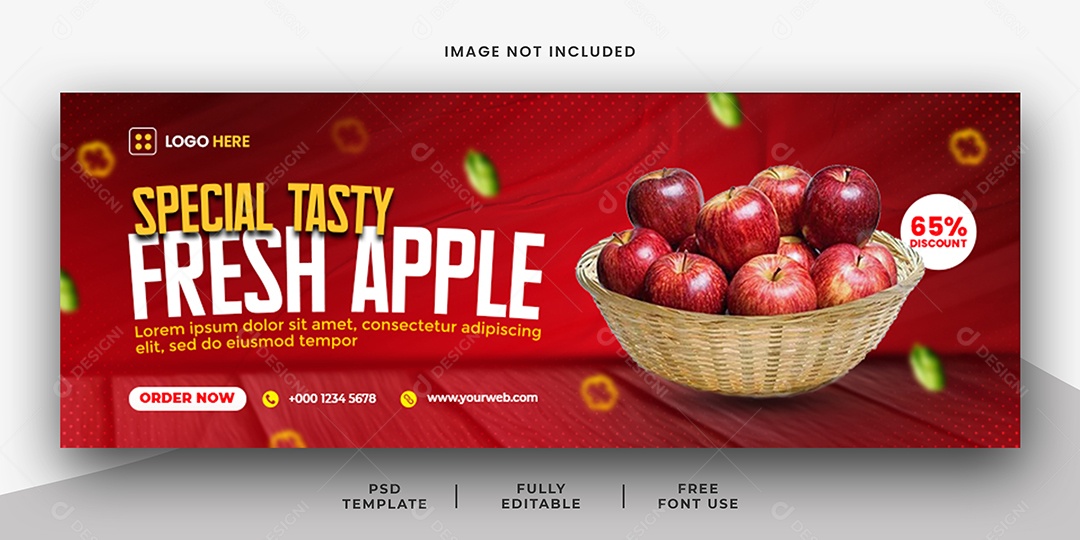 Banner Hortifrúti Desconto Especial Maçã Fresca Social Media PSD Editável