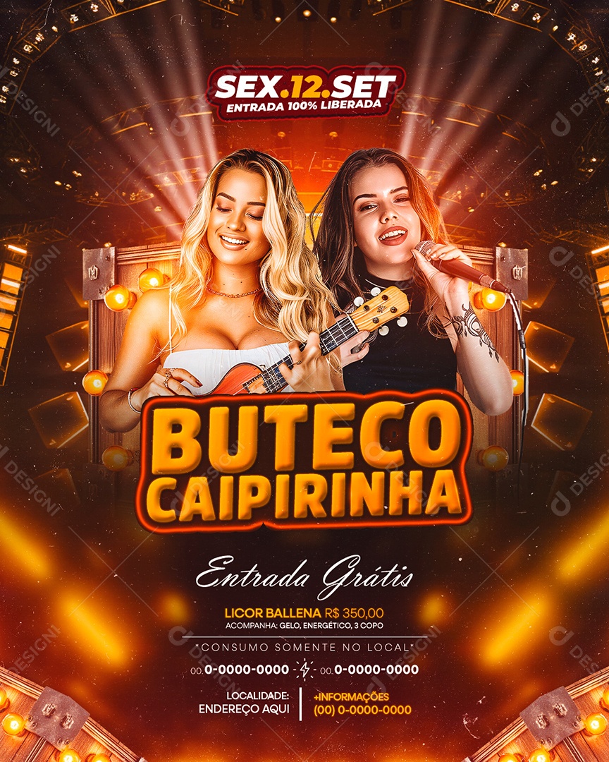 Flyer Buteco Caipirinha Social Media PSD Editável