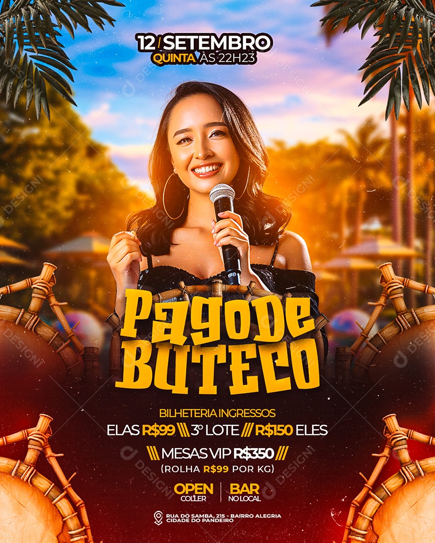 Flyer Pagode Buteco Social Media PSD Editável