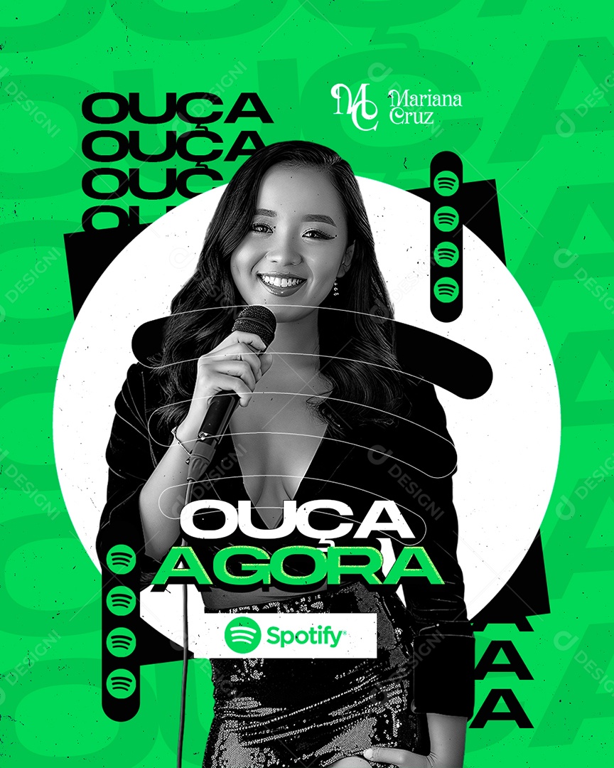 Flyer Ouça Agora Mariana Cruz Social Media PSD Editável