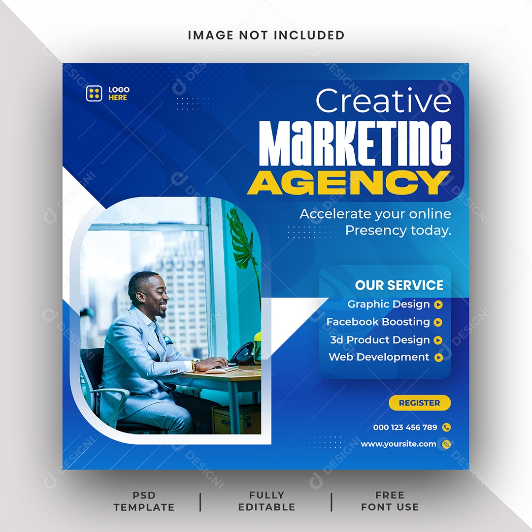 Melhor Serviço de Marketing Agência Social Media PSD Editável