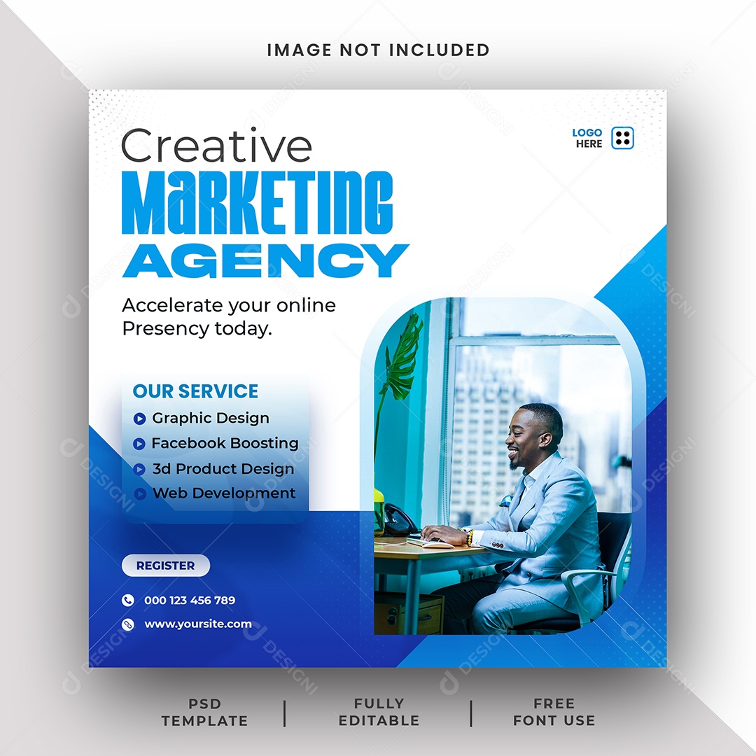 Melhor Serviço de Marketing Agência Social Media PSD Editável