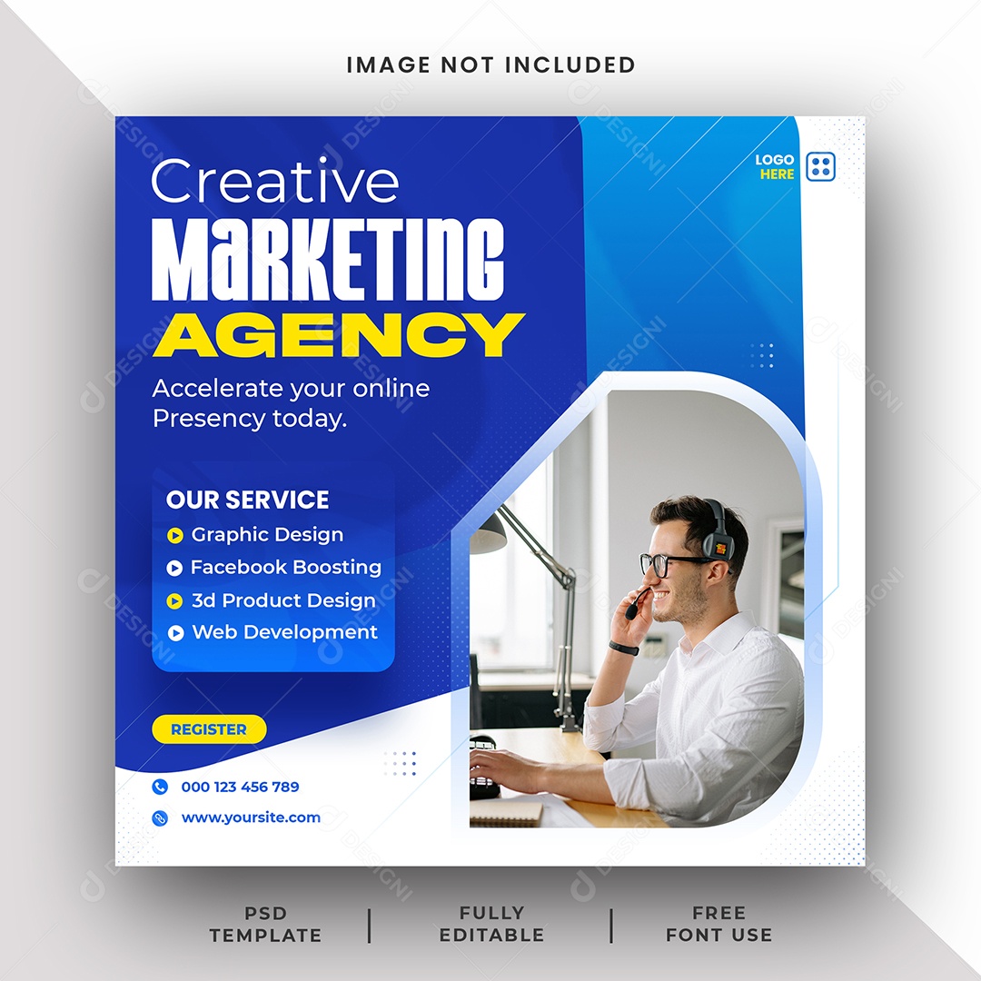 Melhor Serviço de Marketing Agência Social Media PSD Editável