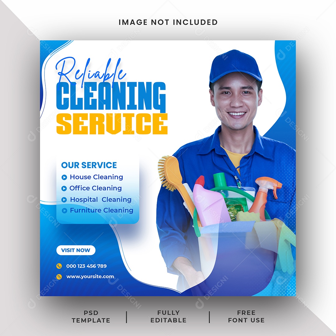 Serviço de limpeza Social Media PSD Editável