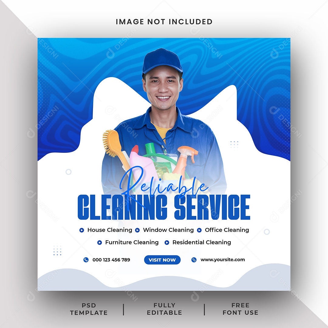 Serviço de limpeza Social Media PSD Editável