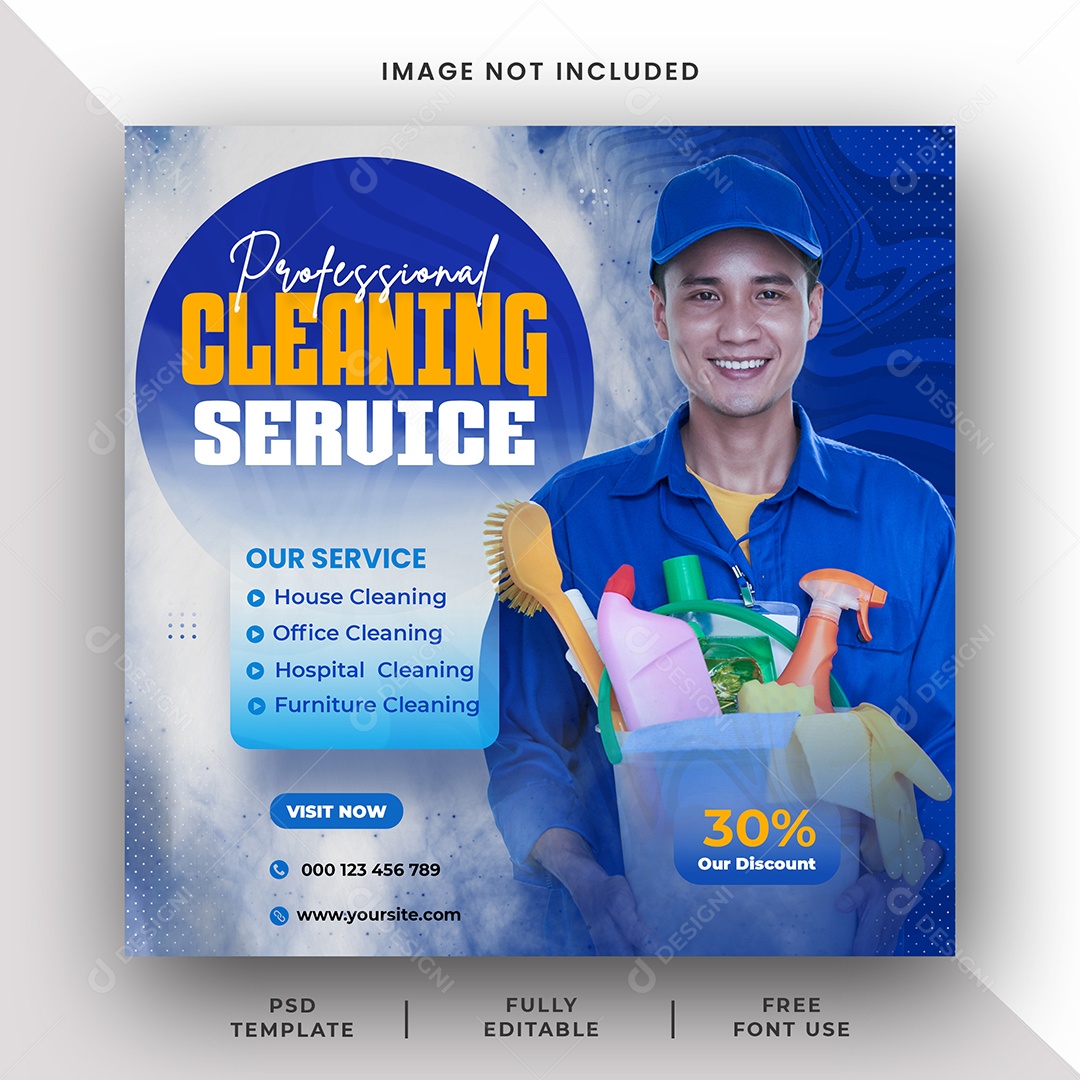 Serviço de limpeza Social Media PSD Editável