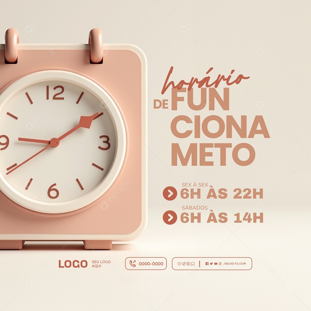 Horário de Funcionamento Social Media PSD Editável