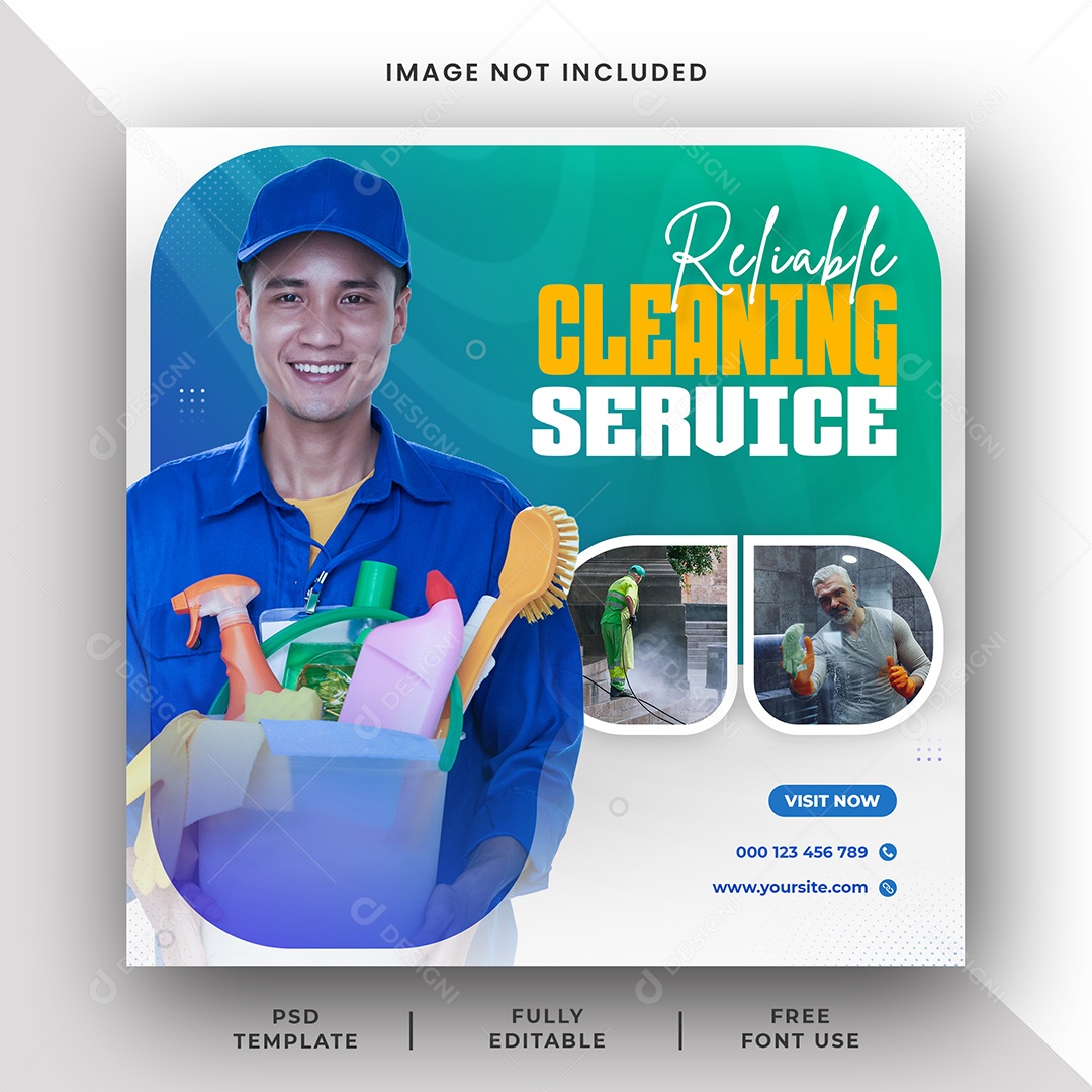 Serviço de limpeza Social Media PSD Editável