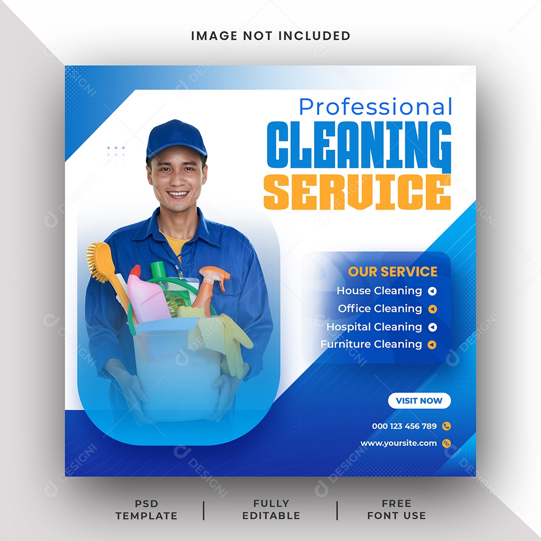 Serviço de limpeza Social Media PSD Editável