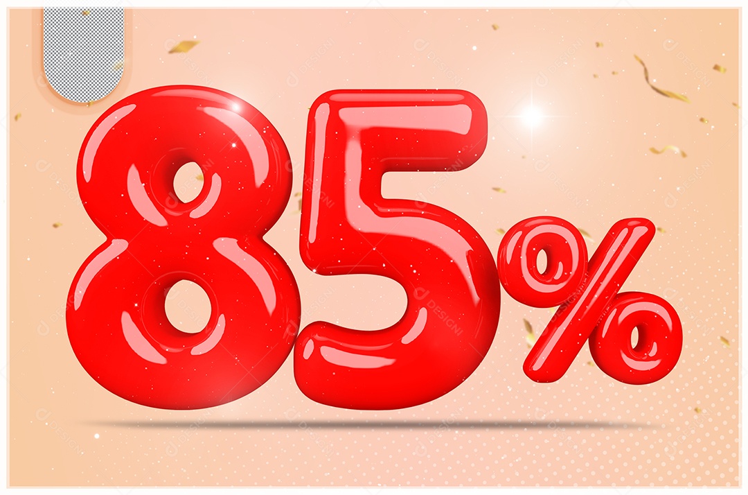 Desconto de 85% Elemento 3D Vermelho  Para Composição PSD35