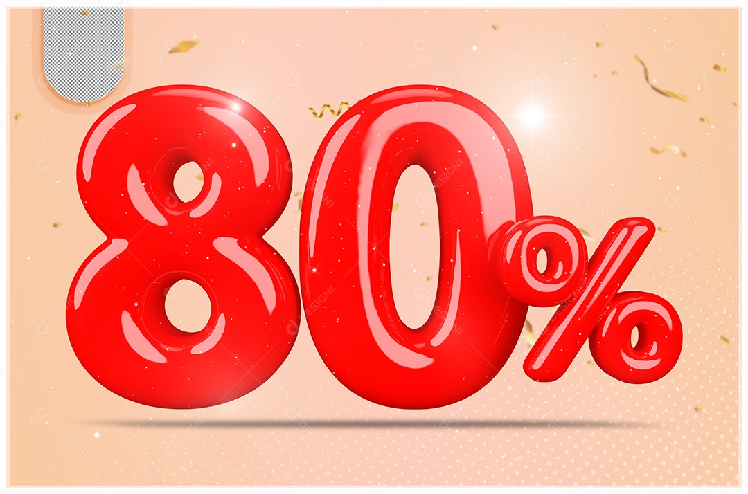 Desconto de 80% Elemento 3D Vermelho  Para Composição PSD35