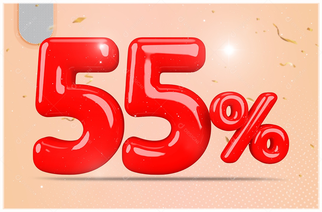 Desconto de 55% Elemento 3D Vermelho  Para Composição PSD35