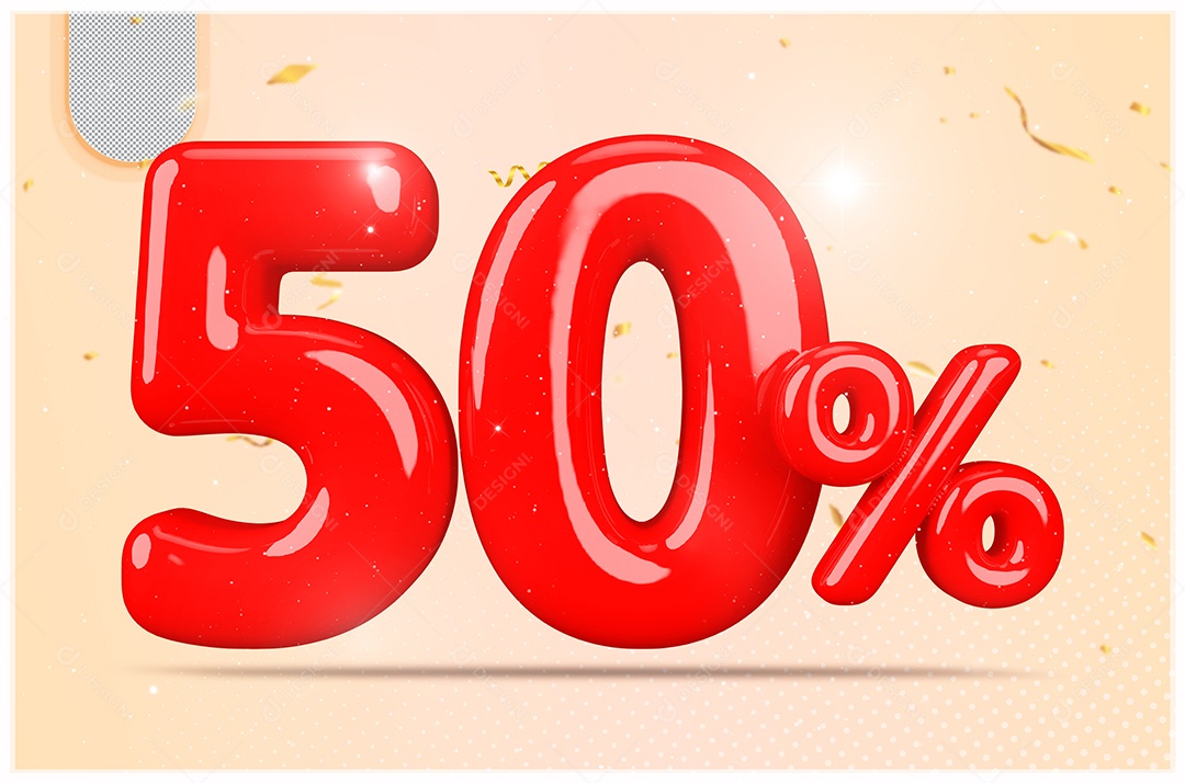Desconto de 0% Elemento 3D Vermelho  Para Composição PSD35