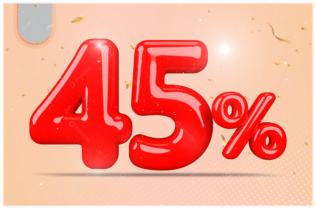 Desconto de 45% Elemento 3D Vermelho  Para Composição PSD35