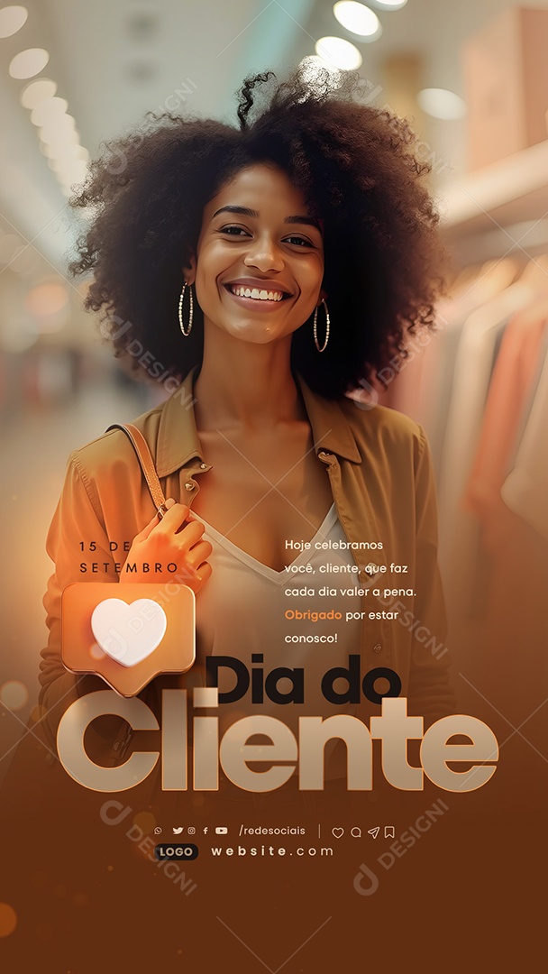 Story Dia do Cliente 15 de Setembro Obrigado por estar Conosco Social Media PSD Editável