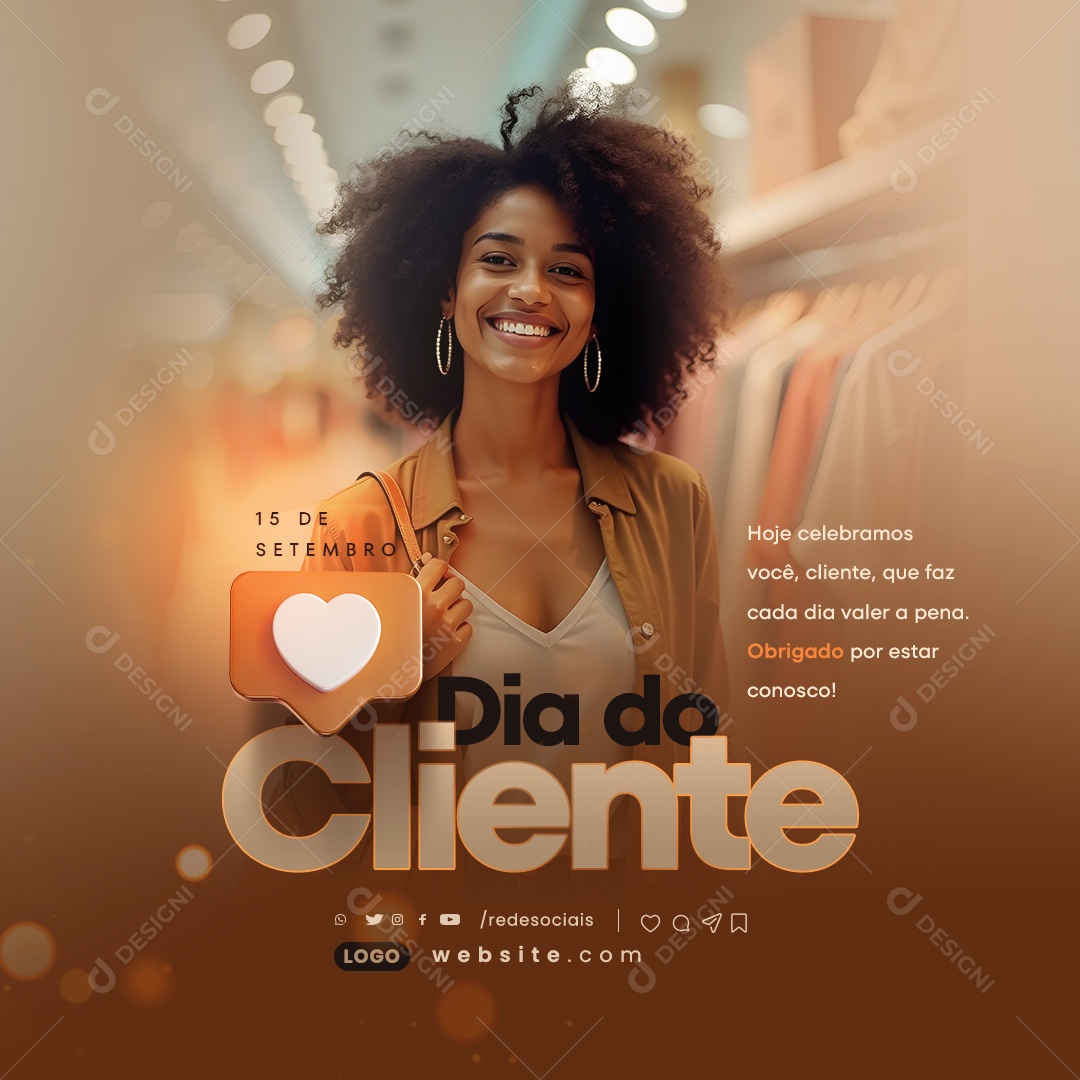 Dia do Cliente 15 de Setembro Obrigado por estar Conosco Social Media PSD Editável