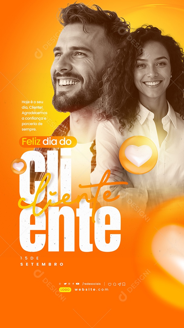 Story Dia do Cliente 15 de Setembro Agradecemos a Confiança e Parceria Social Media PSD Editável