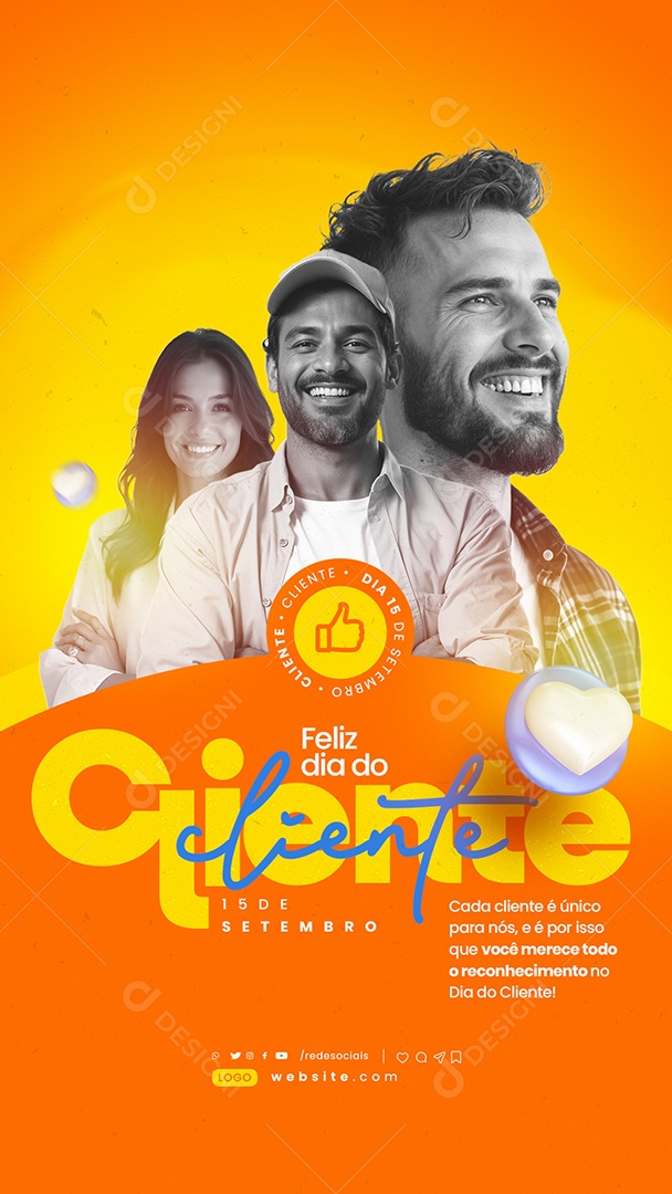 Story Dia do Cliente 15 de Setembro Você Merece todo o Reconhecimento Social Media PSD Editável