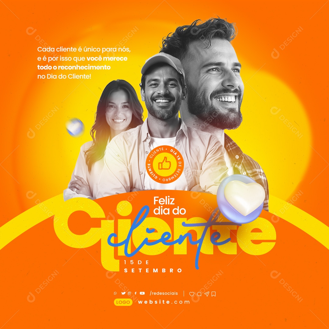 Dia do Cliente 15 de Setembro Você Merece todo o Reconhecimento Social Media PSD Editável