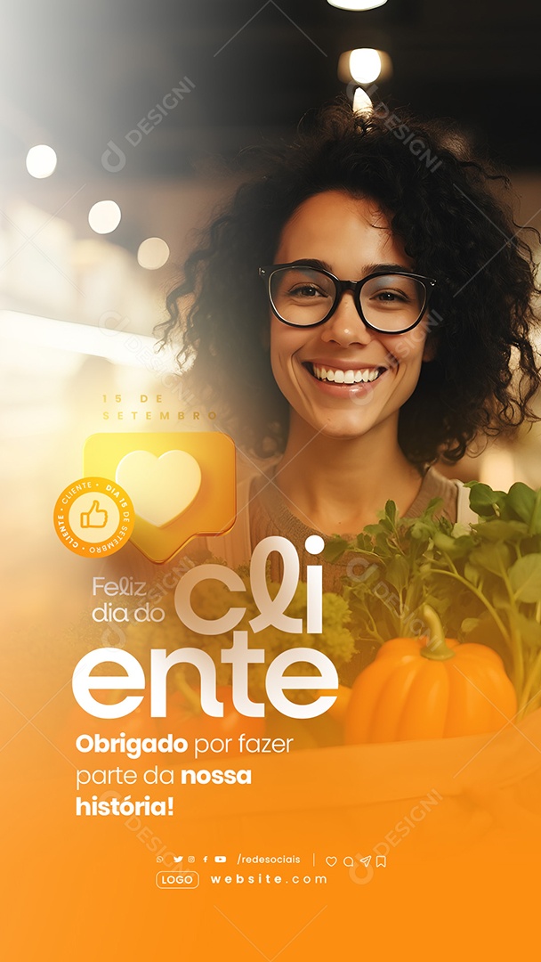 Story Feliz Dia do Cliente 15 de Setembro Social Media PSD Editável