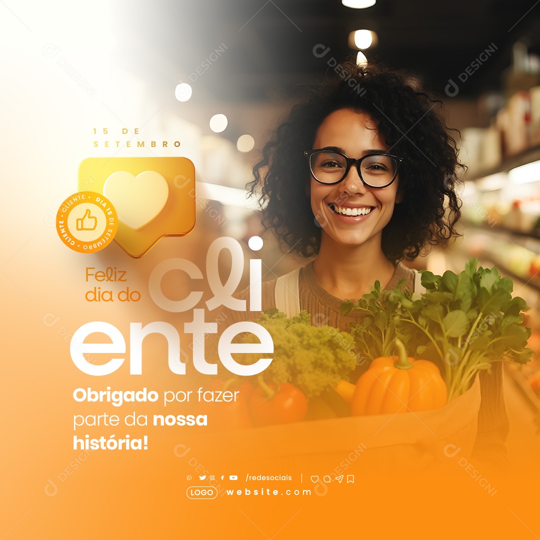 Feliz Dia do Cliente 15 de Setembro Social Media PSD Editável