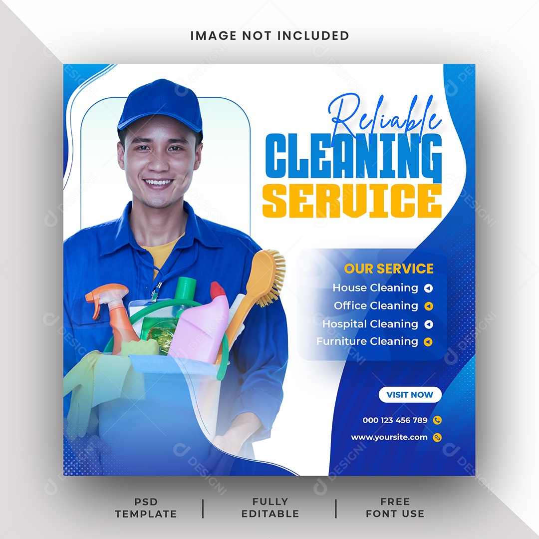 Serviço de limpeza Social Media PSD Editável