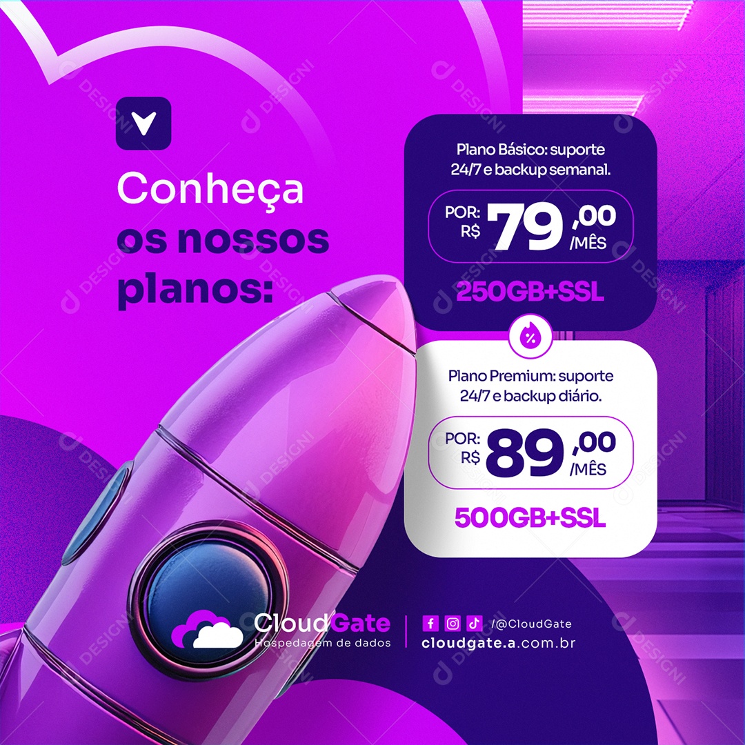 Hospedagem Cloud Conheça os Nossos Planos Social Media PSD Editável