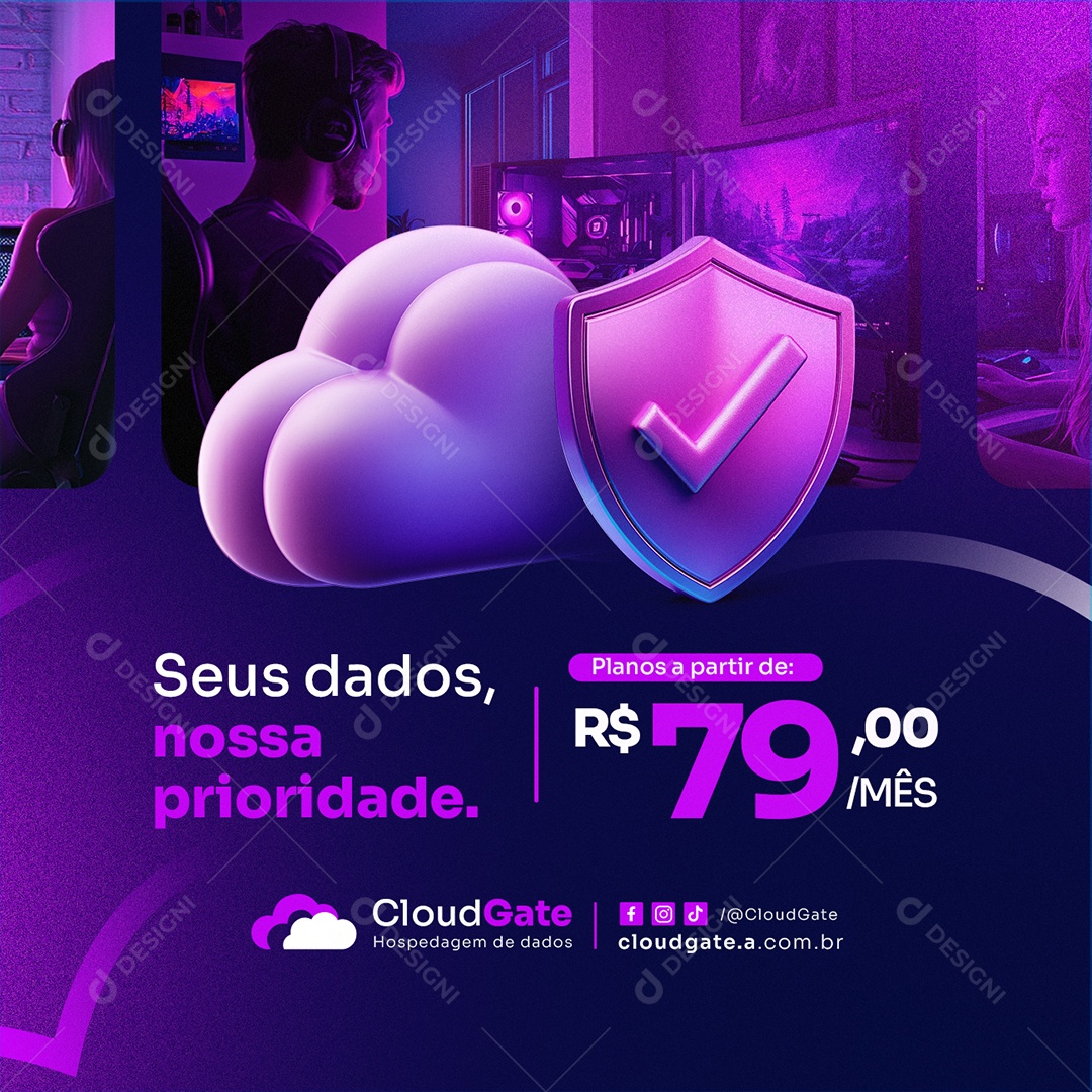 Hospedagem Cloud Seus Dados nossa Prioridade Social Media PSD Editável