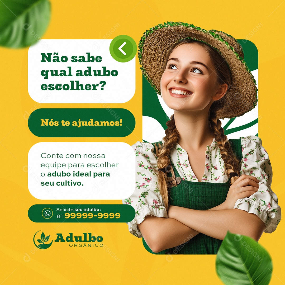 Adulbo Orgânico Não Sabe Qual Adubo Escolher Social Media PSD Editável