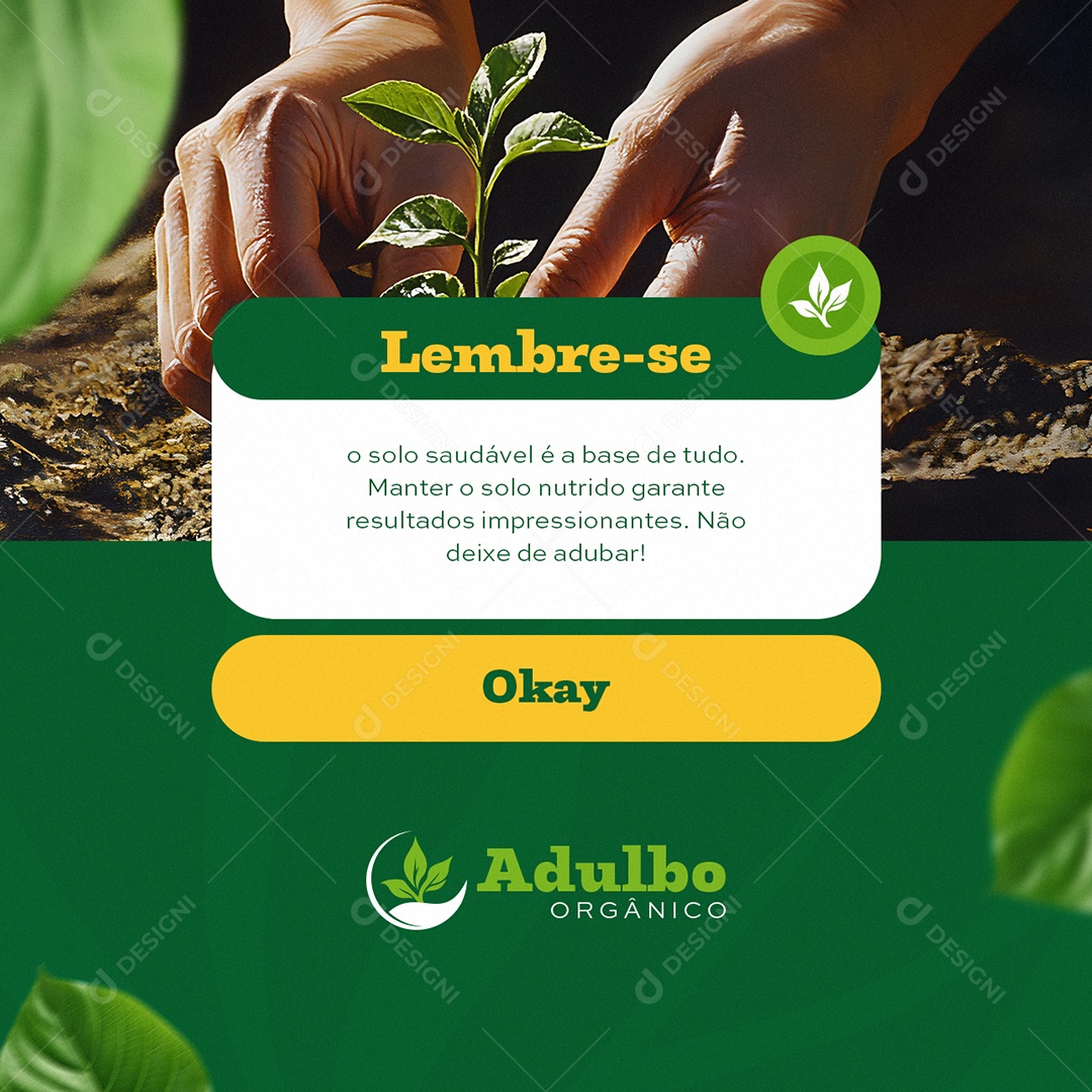 Adulbo Orgânico Lembrete Social Media PSD Editável