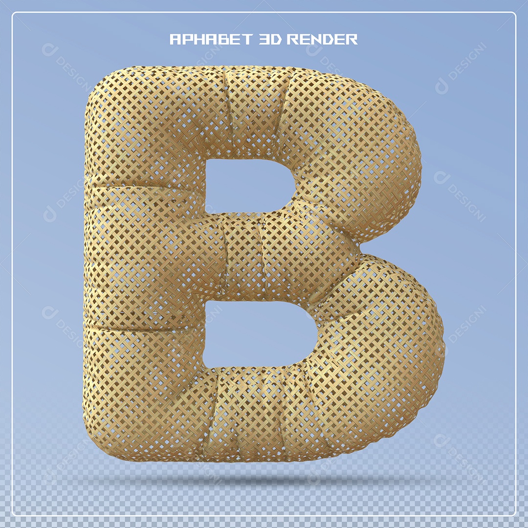 Letra 3D B Balão Dourado Elemento Para Composição PSD