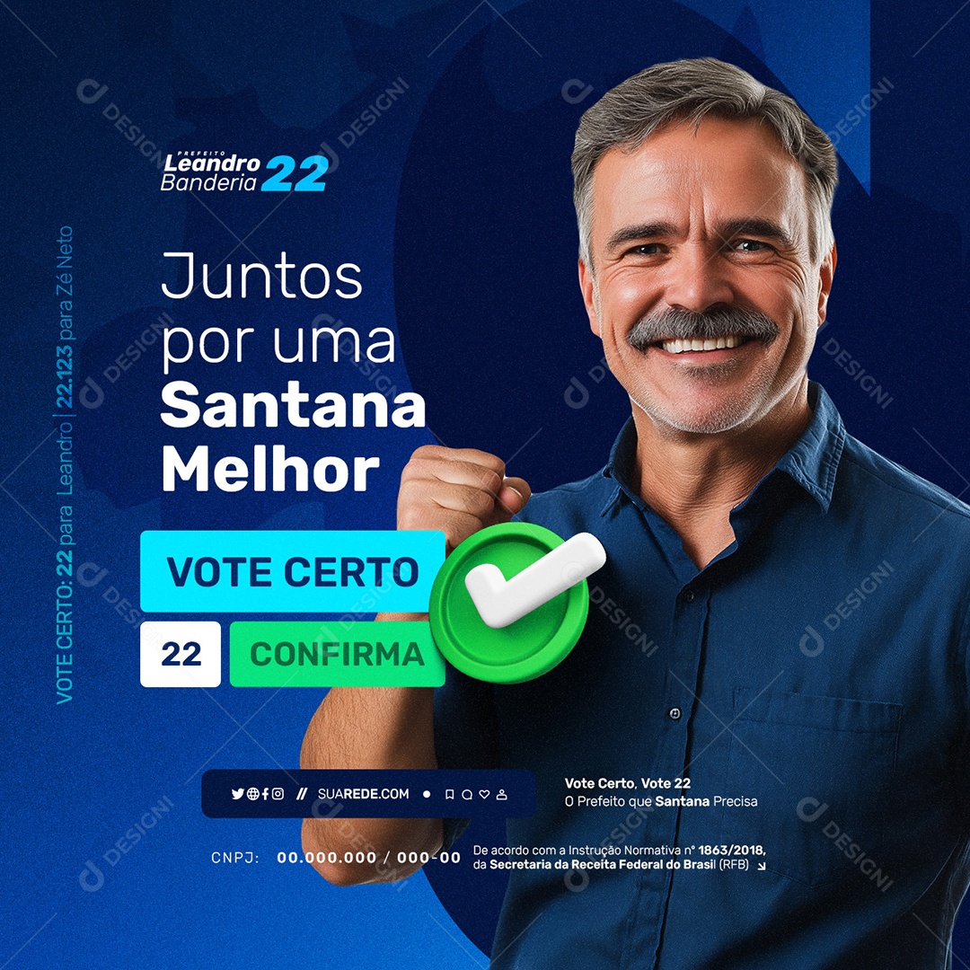 Eleição Política 2024 Juntos por Uma Santana Melhor Social Media PSD Editável