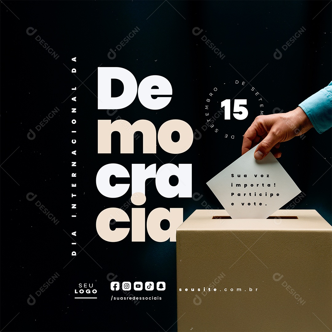 Dia Internacional da Democrácia 15 de Setembro Social Media PSD Editável
