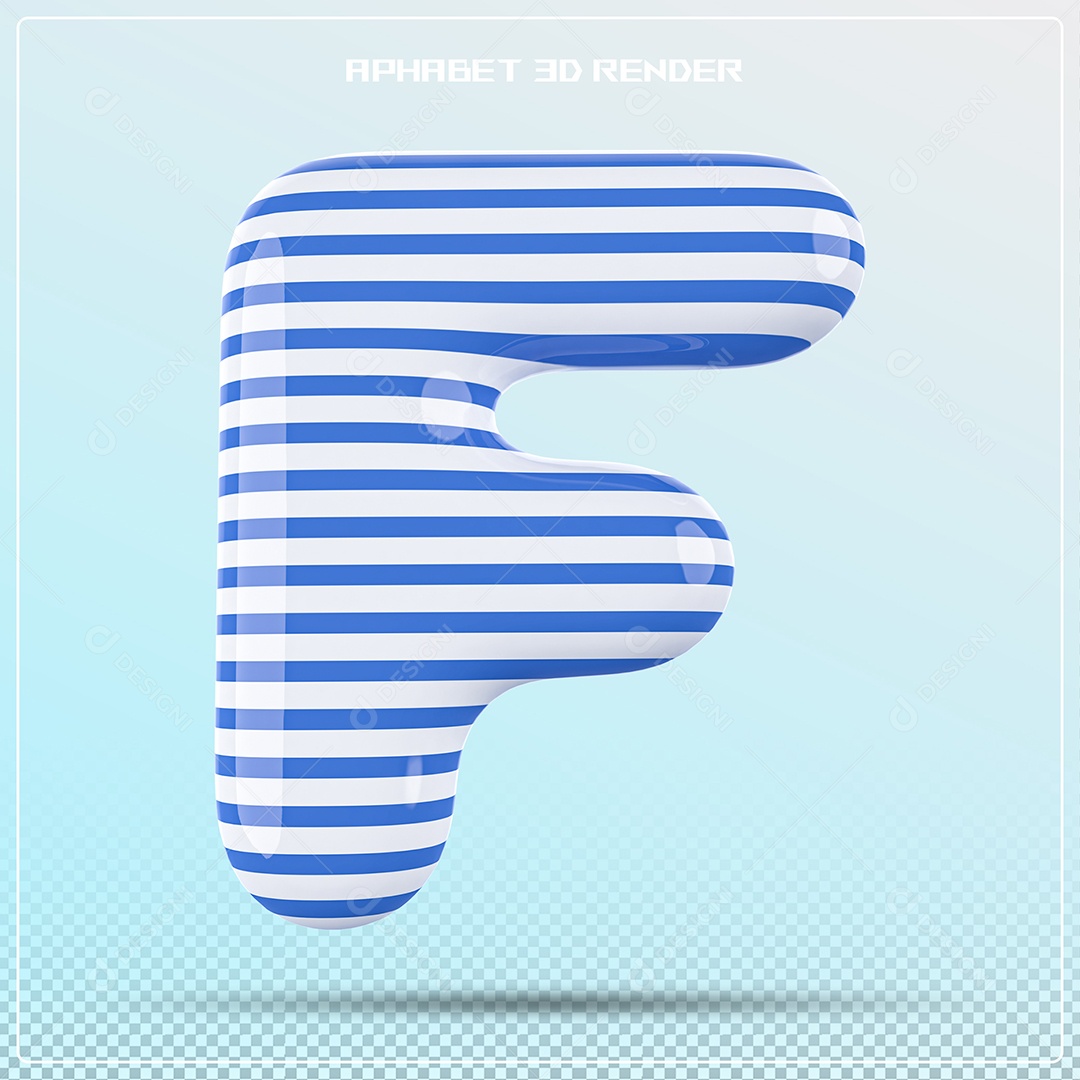 Letra 3D F Balão Azul Para Composição PSD