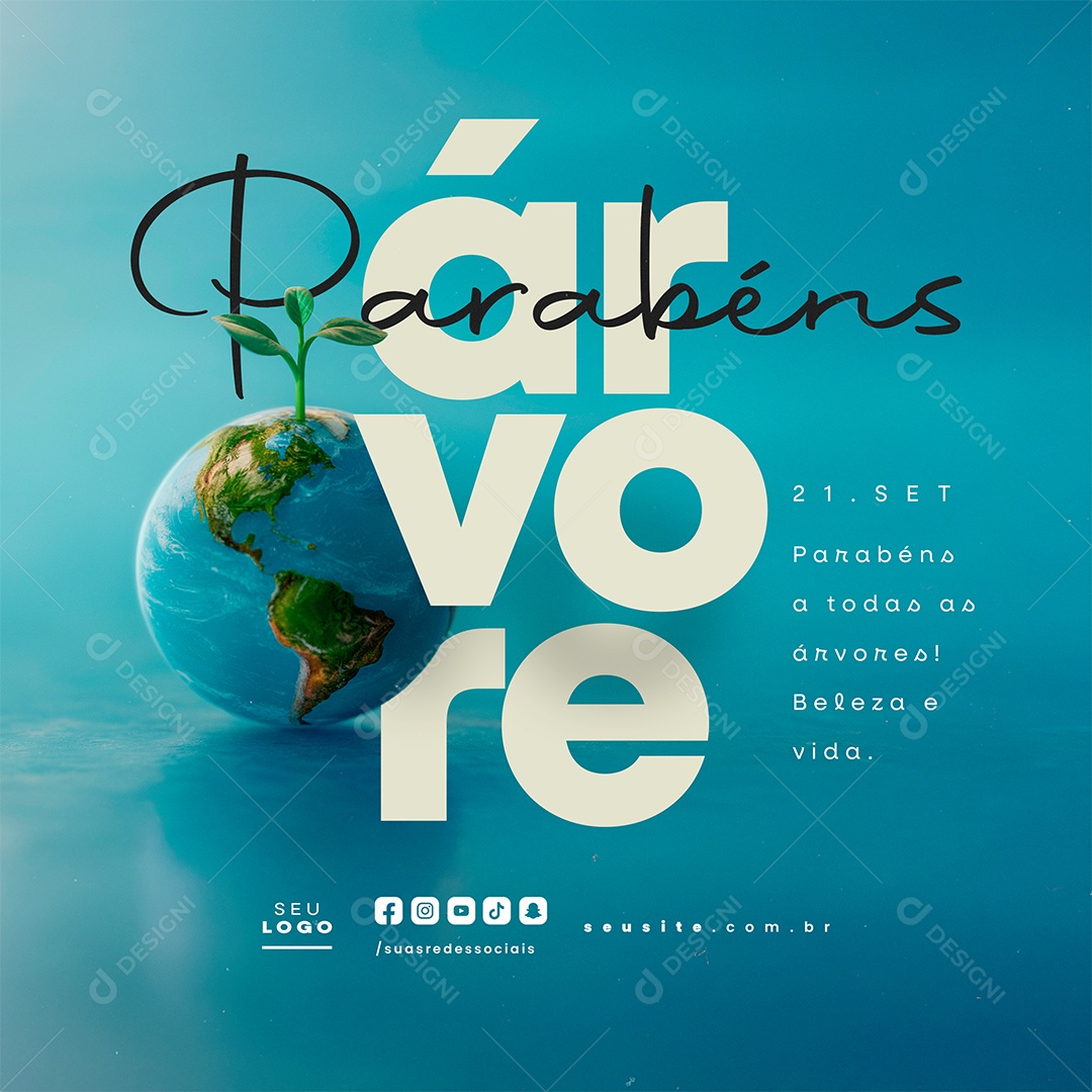 Dia da Árvore 21 de Setembro Parabéns Social Media PSD Editável